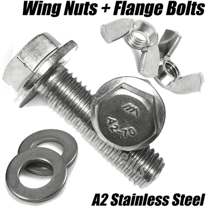 M5 To M10 Stainless Steel Flange Hex Head Bolt, Wing Nut & Washer