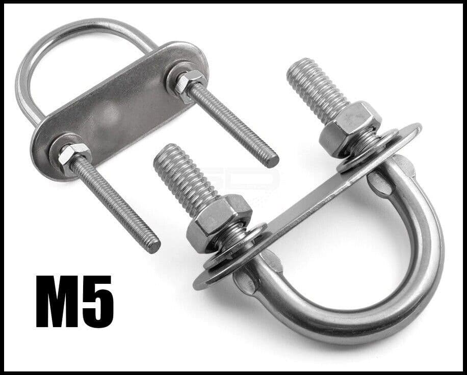 M5 x 80mm - U Bolts Stainless Steel A4 Marine Grade 316 Plate and Nuts bolt