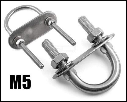 M5 x 80mm - U Bolts Stainless Steel A4 Marine Grade 316 Plate and Nuts bolt