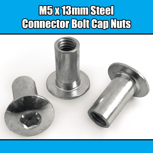 M5x13mm Steel Hex Drive Mushroom Head Furniture Connector Bolt Cap Nuts Bed