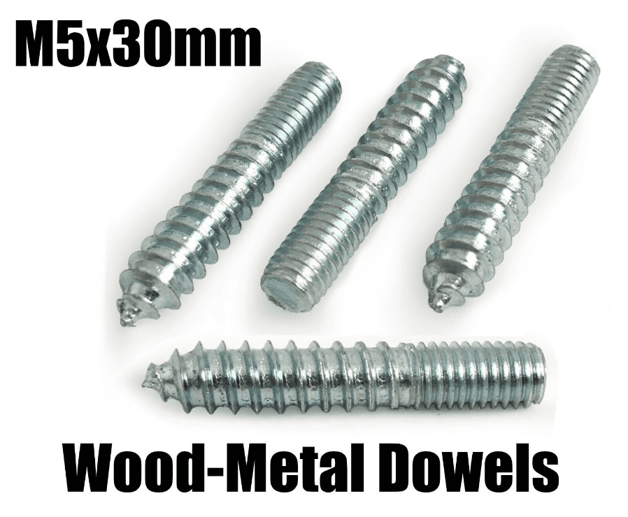 M5x30mm Steel Wood To Metal Dowels Hanger Bolts Dual Thread Screws Furniture