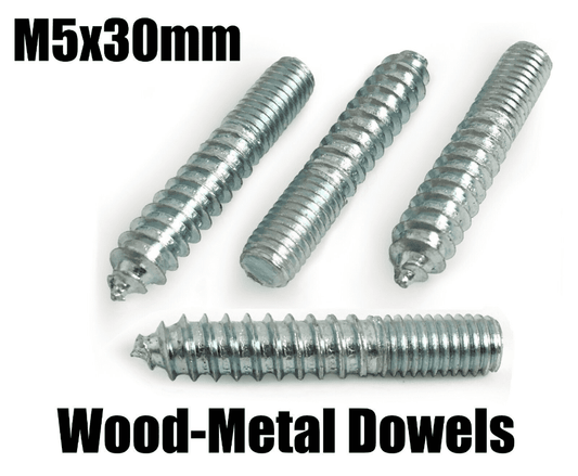 M5x30mm Steel Wood To Metal Dowels Hanger Bolts Dual Thread Screws Furniture