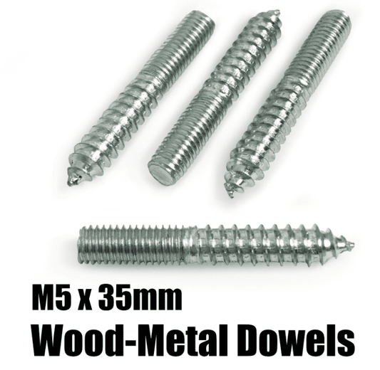 M5x35mm Steel Wood To Metal Dowels Hanger Bolts Dual Thread Screws Furniture