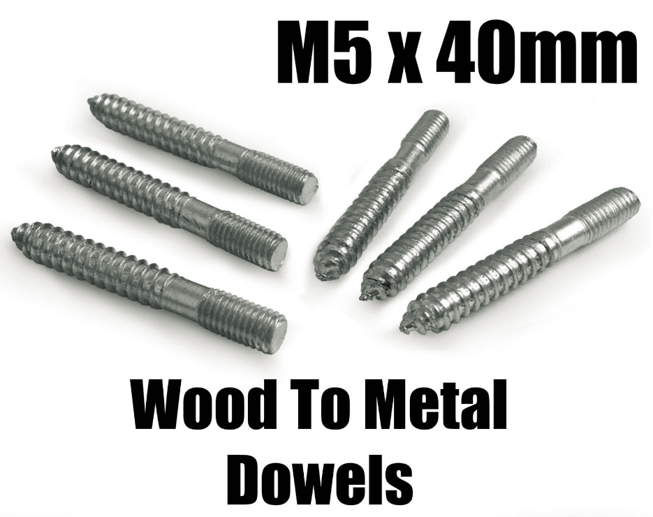 M5x40mm Steel Wood-Metal Dowels Hanger Bolts Dual Thread Screws Furniture