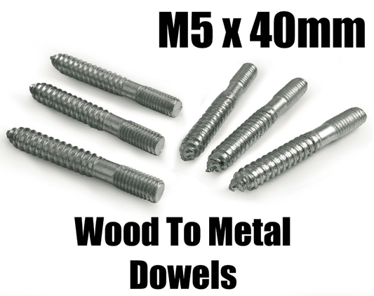 M5x40mm Steel Wood-Metal Dowels Hanger Bolts Dual Thread Screws Furniture