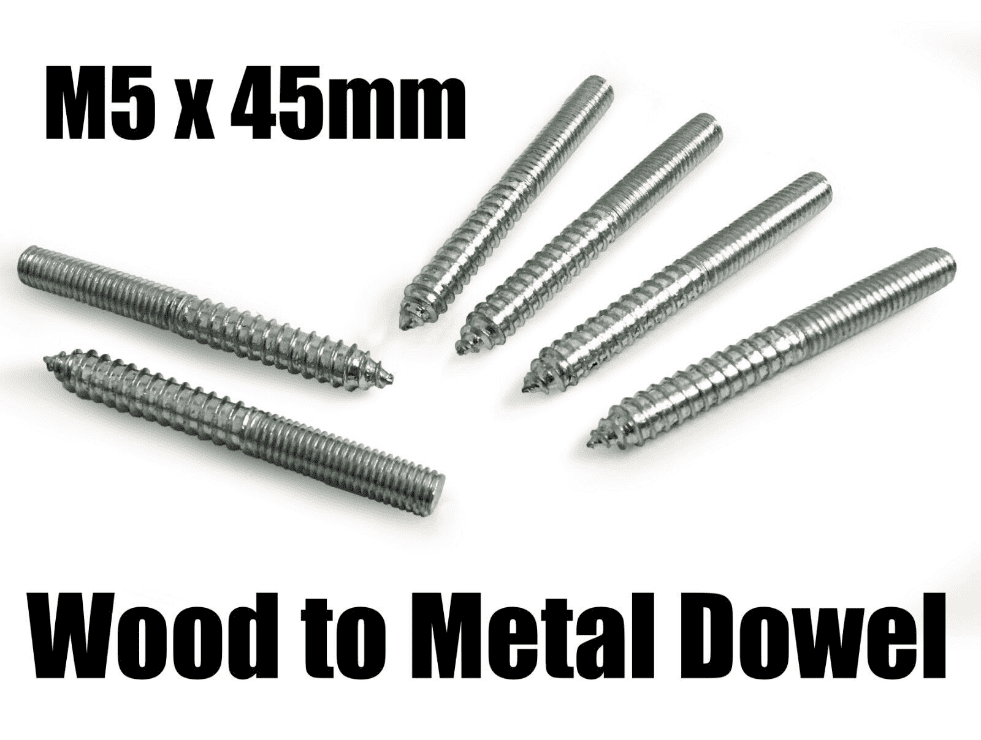M5x45mm Steel Wood To Metal Dowels Hanger Bolts Dual Thread Screws Furniture