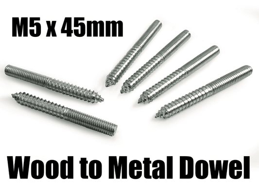 M5x45mm Steel Wood To Metal Dowels Hanger Bolts Dual Thread Screws Furniture