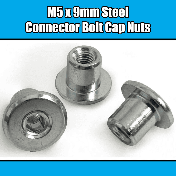 M5x9mm Steel Hex Drive Head Furniture Connector Bolt Cap Nuts Bed Chair Desk
