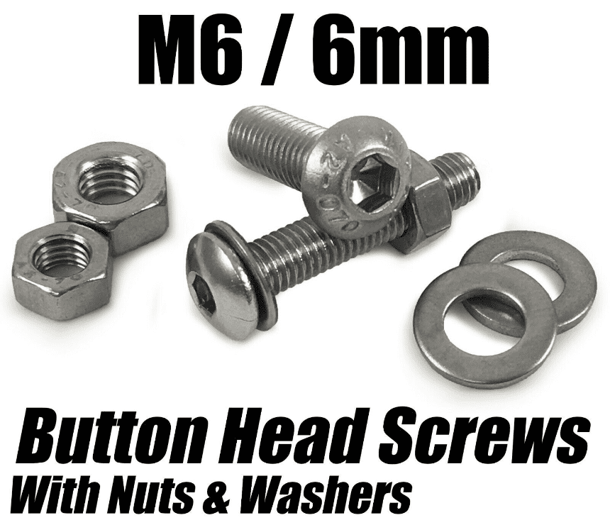 M6/6mm Button Head Screws With Hex Nuts & Washers Socket Bolts Stainless Steel