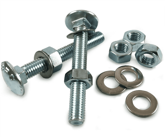 M6 6mm Cup Square Carriage Bolts With Free Hex Nuts And Washers Coach Screw Zinc