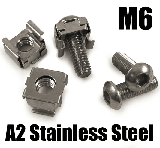 M6 A2 Stainless Steel Cage Clip Nuts & Button Screw Server Racking Mount Cabinet