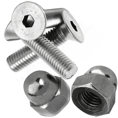 M6 A2 Stainless Steel Countersunk Screws Socket Bolts + Hex Dome Cap Nuts Domed