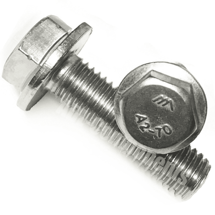 M6 A2 Stainless Steel Hex Head Flange Bolts, Domed Nuts + Washers