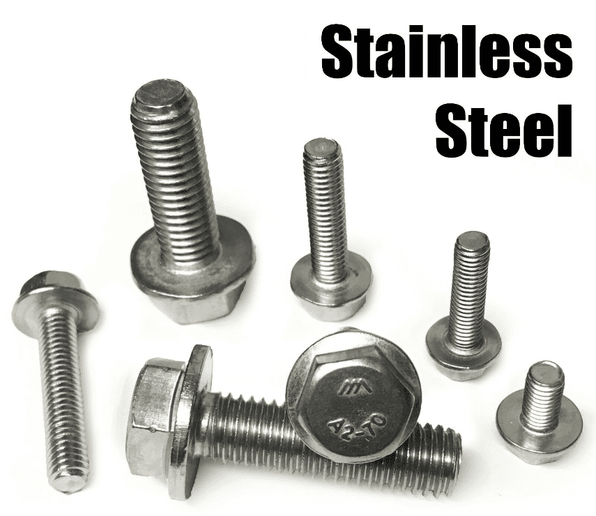 M6 A2 Stainless Steel Hex Head Flange Bolts, Domed Nuts + Washers