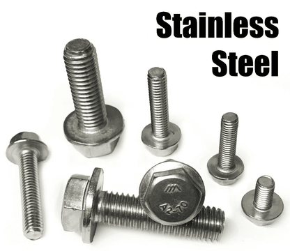 M6 A2 Stainless Steel Hex Head Flange Bolts, Domed Nuts + Washers