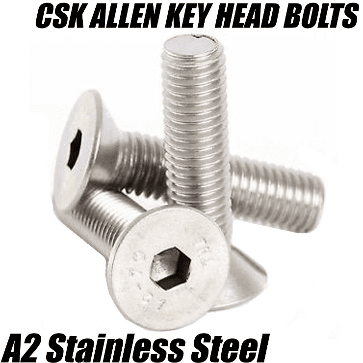 M6 A2 Stainless Steel Machine Screws Countersunk Bolts Socket Bolts + Wing Nuts