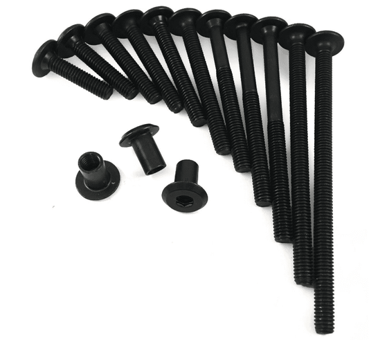 M6 Black Furniture Connector Bolts & Cap Nuts 12-130mm