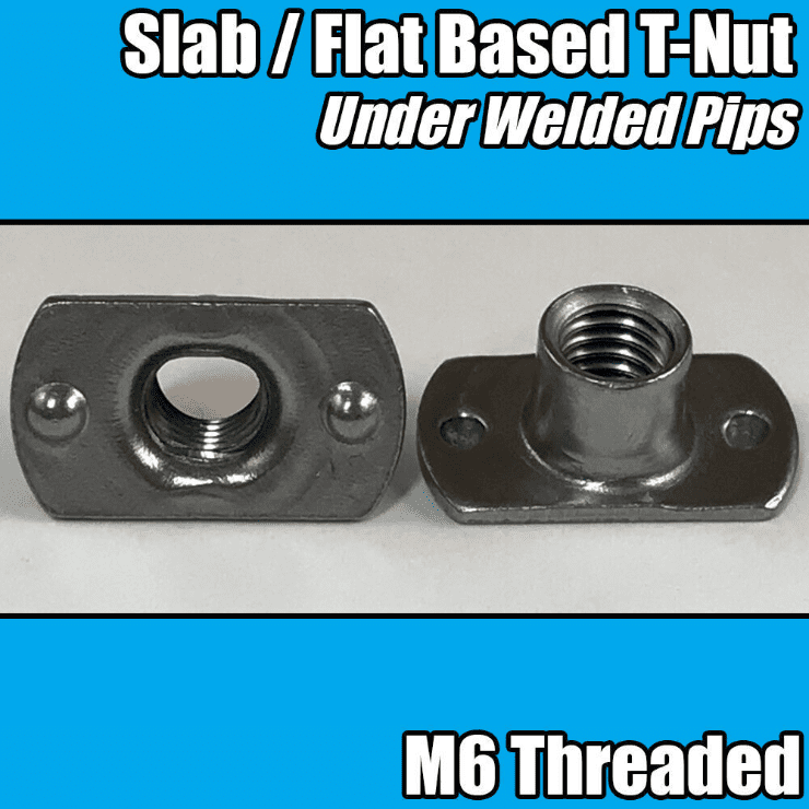 M6 Carbon Steel Tee Spot Slab Based T Shape Nuts 2 Welded Pips, Holes & Flat