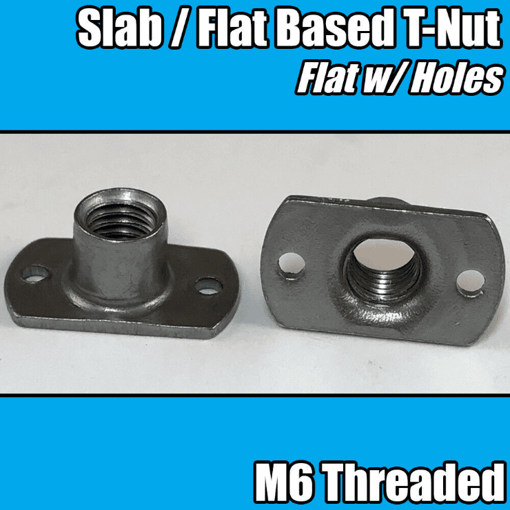 M6 Carbon Steel Tee Spot Slab Based T Shape Nuts 2 Welded Pips, Holes & Flat
