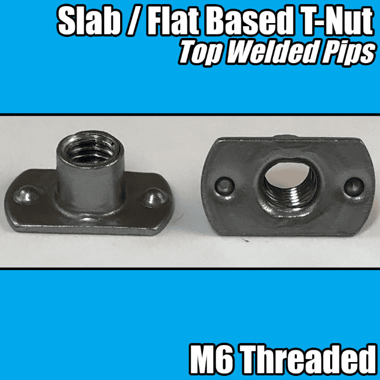 M6 Carbon Steel Tee Spot Slab Based T Shape Nuts 2 Welded Pips, Holes & Flat