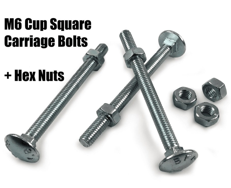 M6 Cup Square Carriage Bolts With Hex Nuts Coach Screw Zinc Plated Timco Din603