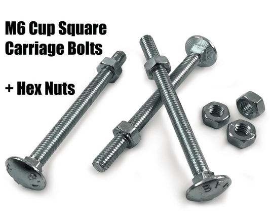 M6 Cup Square Carriage Bolts With Hex Nuts Coach Screw Zinc Plated Timco Din603