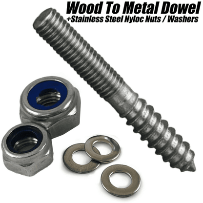 M6 Furniture Fixing Wood To Metal Dowels Hanger Bolts + Nyloc Nuts/Washers