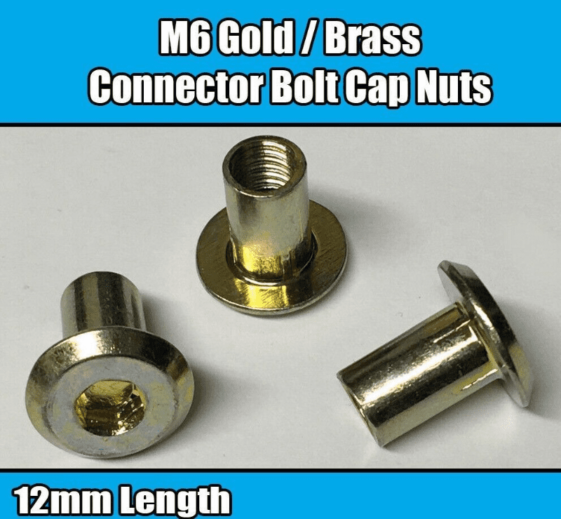 M6 Gold Brass Yellow Furniture Connector Bolt Cap Nuts Joint Fixing Unit Cot Bed
