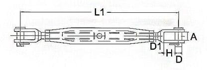 M6 Jaw Turnbuckle Rigging Straining Screw A4 316 Marine Stainless Steel Tension