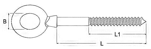 M6 Lifting Eye Bolts With Wood Thread - 316 / A4 Stainless Steel - 6mm