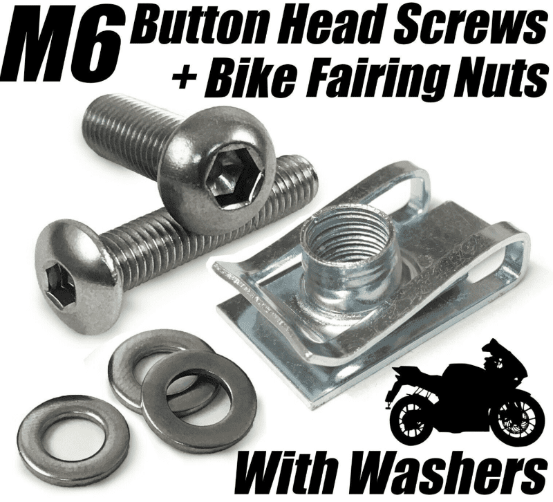 M6 Motorbike Cycle Fairing Panel Clips Chimney Lug Nuts With Button Head Screws