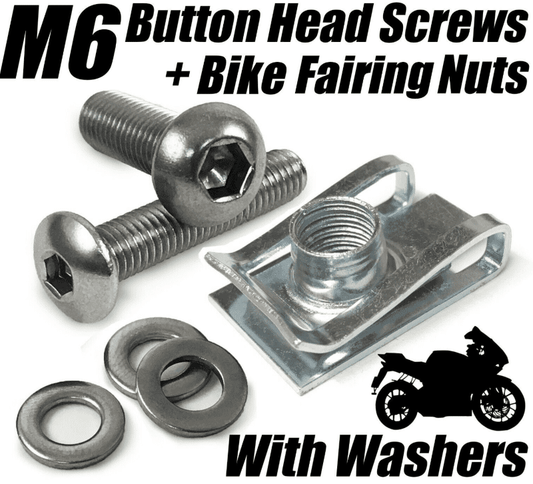 M6 Motorbike Cycle Fairing Panel Clips Chimney Lug Nuts With Button Head Screws