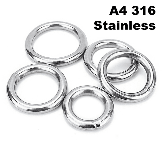 M6 Round O Rings - A4 316 Marine Grade Stainless Steel - Welded Polished M6