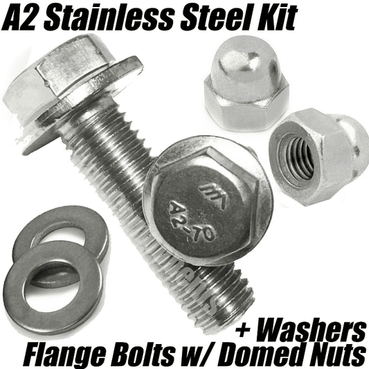 M6 Stainless Steel Hex Head Flange Bolt, Dome Nut & Washer