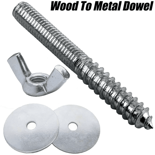 M6 Wood Metal Dowels Hanger Bolts Threaded Furniture Screws Washers/Wing Nuts