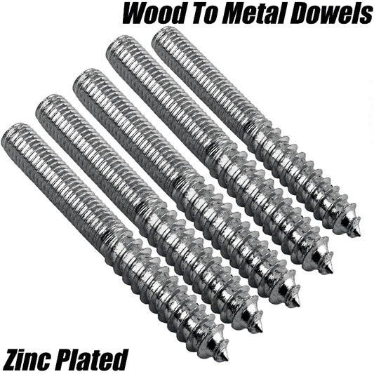 M6 Wood To Metal Dowels Wall Hanger Bolts Furniture Fixing Zinc 40 50 60 70mm