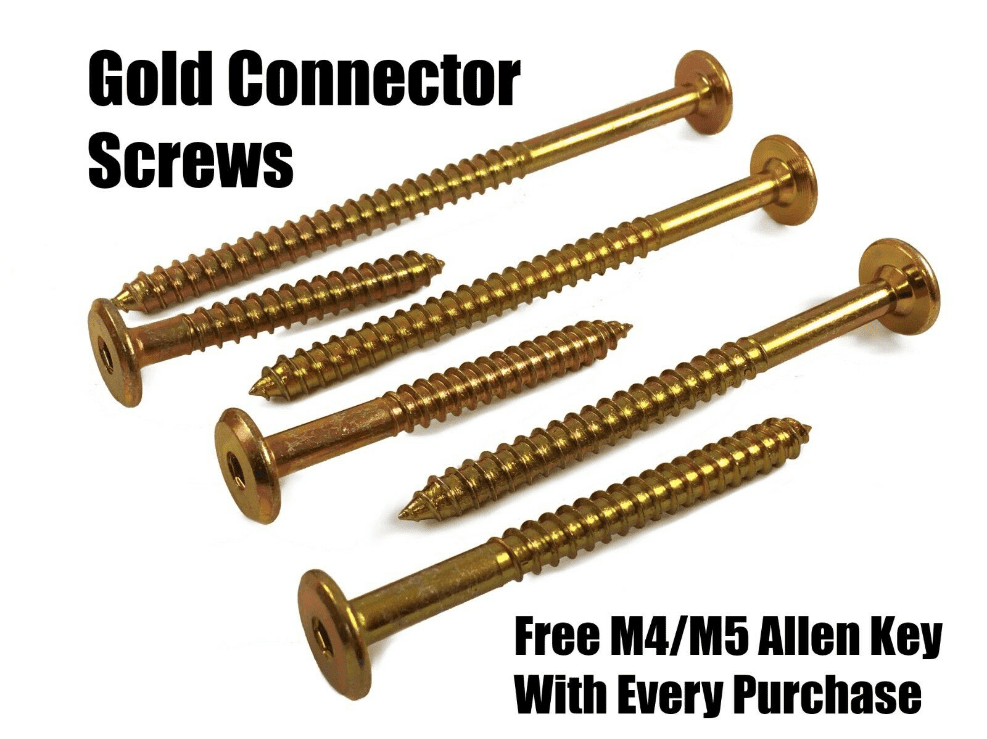 M6.3 Gold Yellow Flat Hex Drive Furniture Fixing Connector Screws 50 60 70 80 90