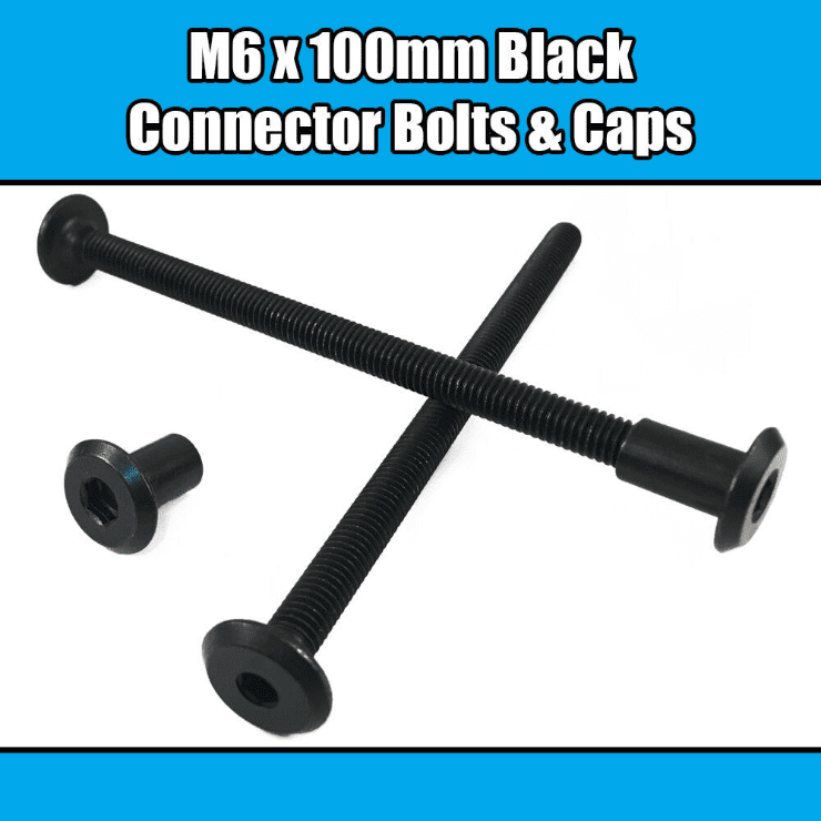 M6X100mm Black Furniture Connector Bolts With Cap Nuts Joint Fixing Bed Cot