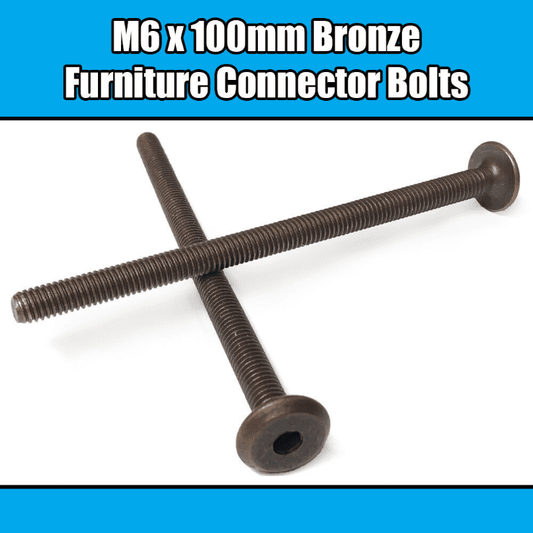 M6X100mm Bronze Furniture Connector Bolts Joint Fixing Bed Cot Unit Table Desk