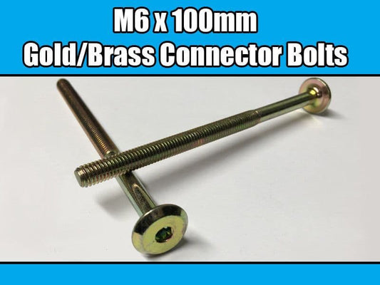 M6X100mm Gold Brass Yellow Furniture Connector Bolts Allen Key Joint Fixing