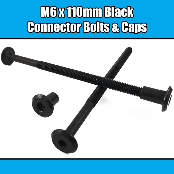 M6X110mm Black Furniture Connector Bolts With Cap Nuts Joint Fixing Bed Cot