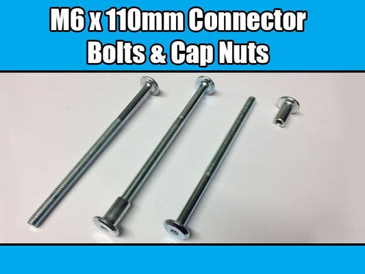 M6X110mm Furniture Connector Bolts & Nut Caps Allen Key Head Joint Fixing Unit