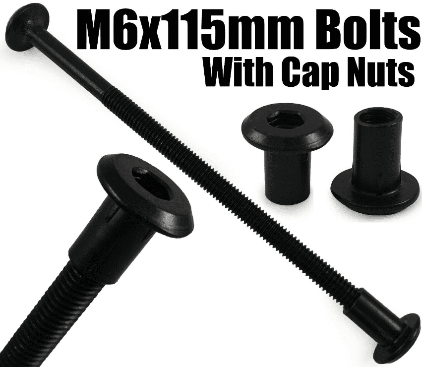 M6X115mm Black Furniture Connector Bolts With Cap Nuts Joint Fixing Bed Cot