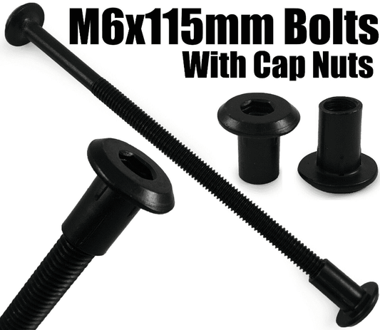 M6X115mm Black Furniture Connector Bolts With Cap Nuts Joint Fixing Bed Cot