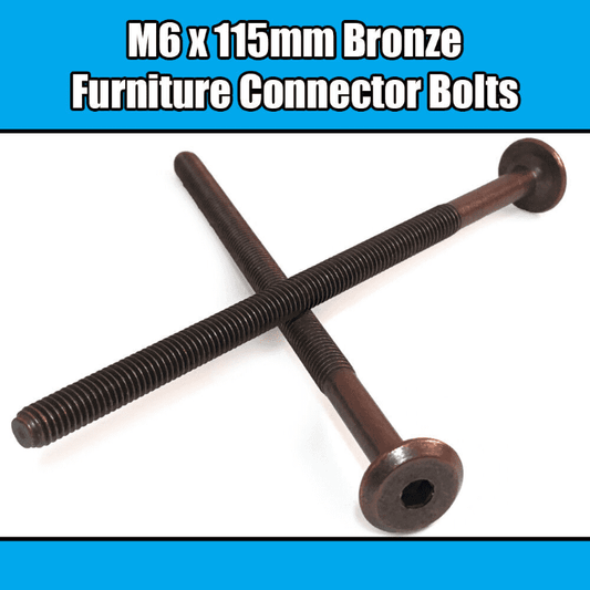 M6X115mm Bronze Furniture Connector Bolts Joint Fixing Bed Cot Unit Table Desk