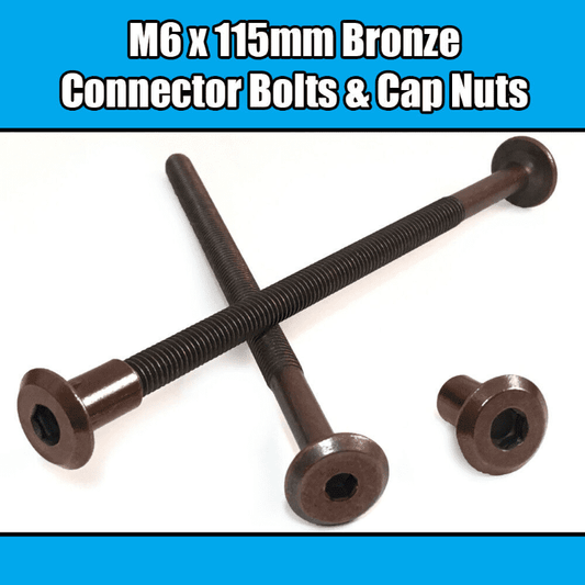 M6X115mm Bronze Furniture Connector Bolts With Cap Nuts Joint Fixing Bed Cot