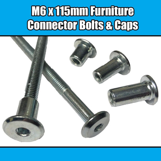 M6X115mm Furniture Connector Bolts & Nut Caps Allen Key Head Joint Fixing Unit