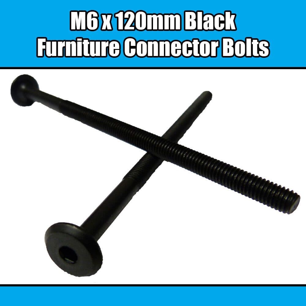 M6X120mm Black Furniture Connector Bolts Allen Joint Fixing Bed Cot Unit Table