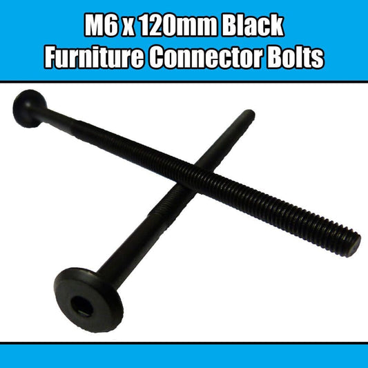 M6X120mm Black Furniture Connector Bolts Allen Joint Fixing Bed Cot Unit Table