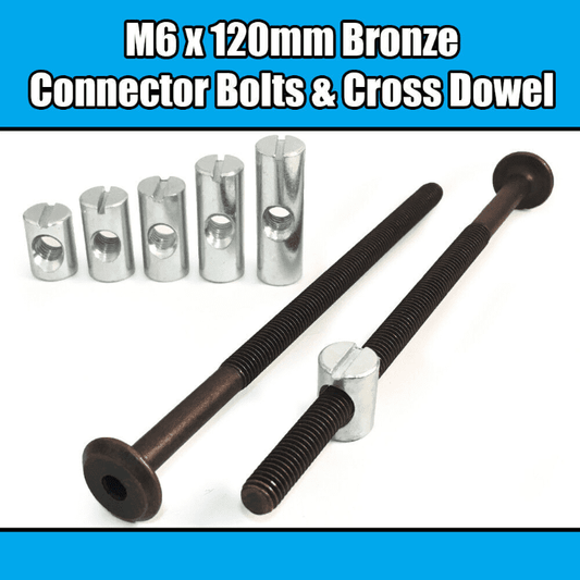 M6X120mm Bronze Furniture Connector Bolts Cross Dowel Barrel Nuts Fixing Unit